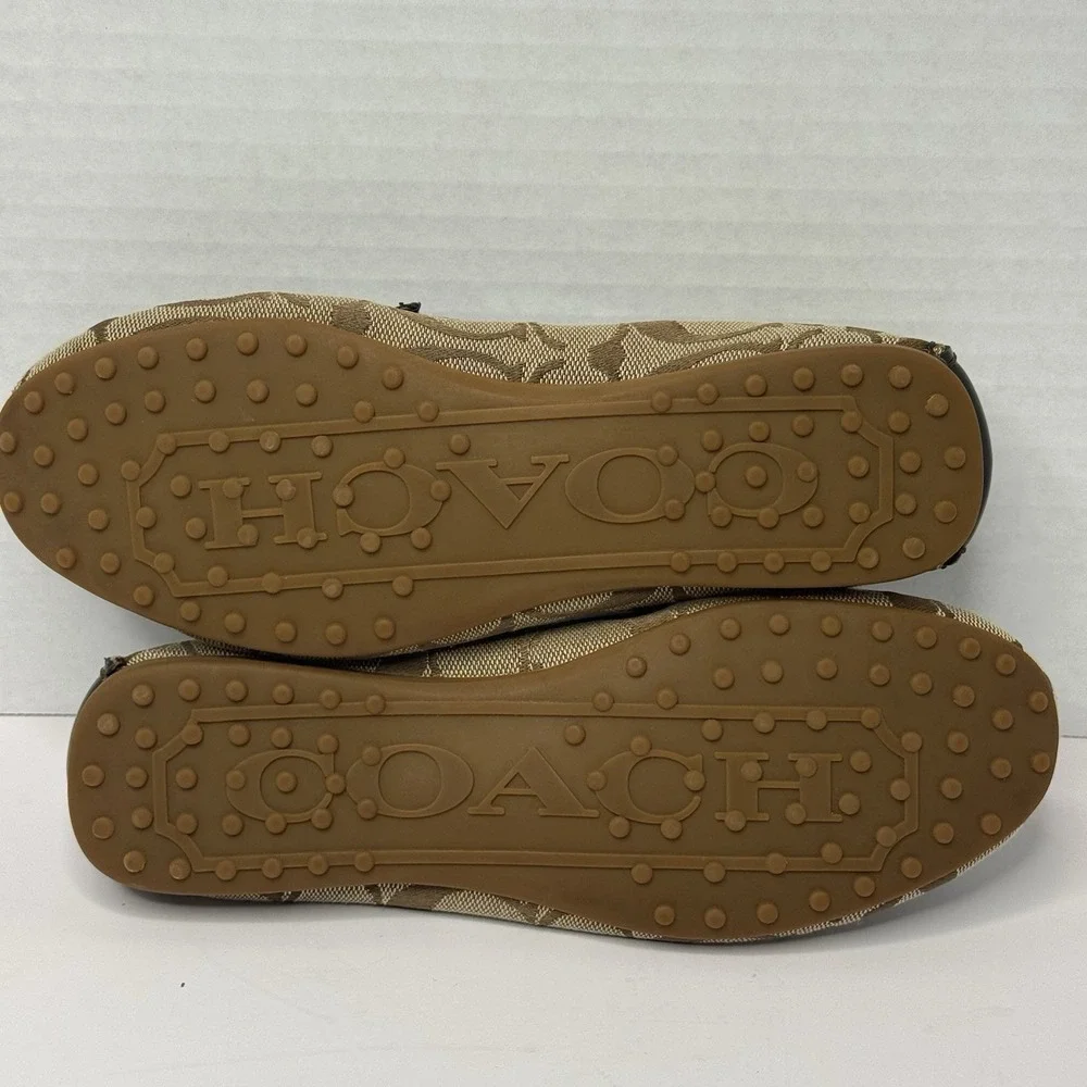Coach Frida Signature Loafers Flats Brown Khaki Black Patent F20701 Womens 5B
